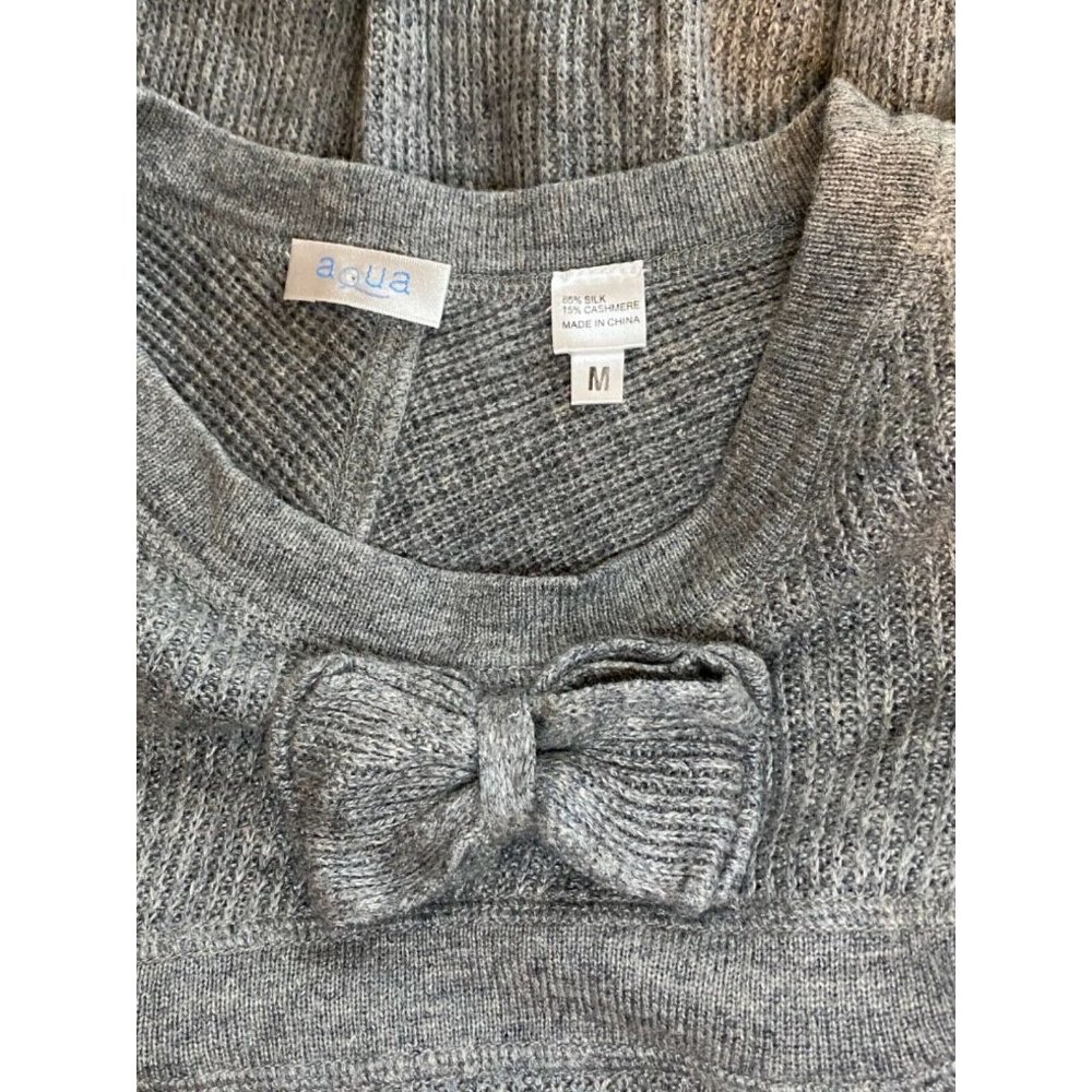 Aqua Womens Gray Cashmere Silk Blend Crewneck Sweater Soft Cozy Gray Size M - Picture 10 of 14